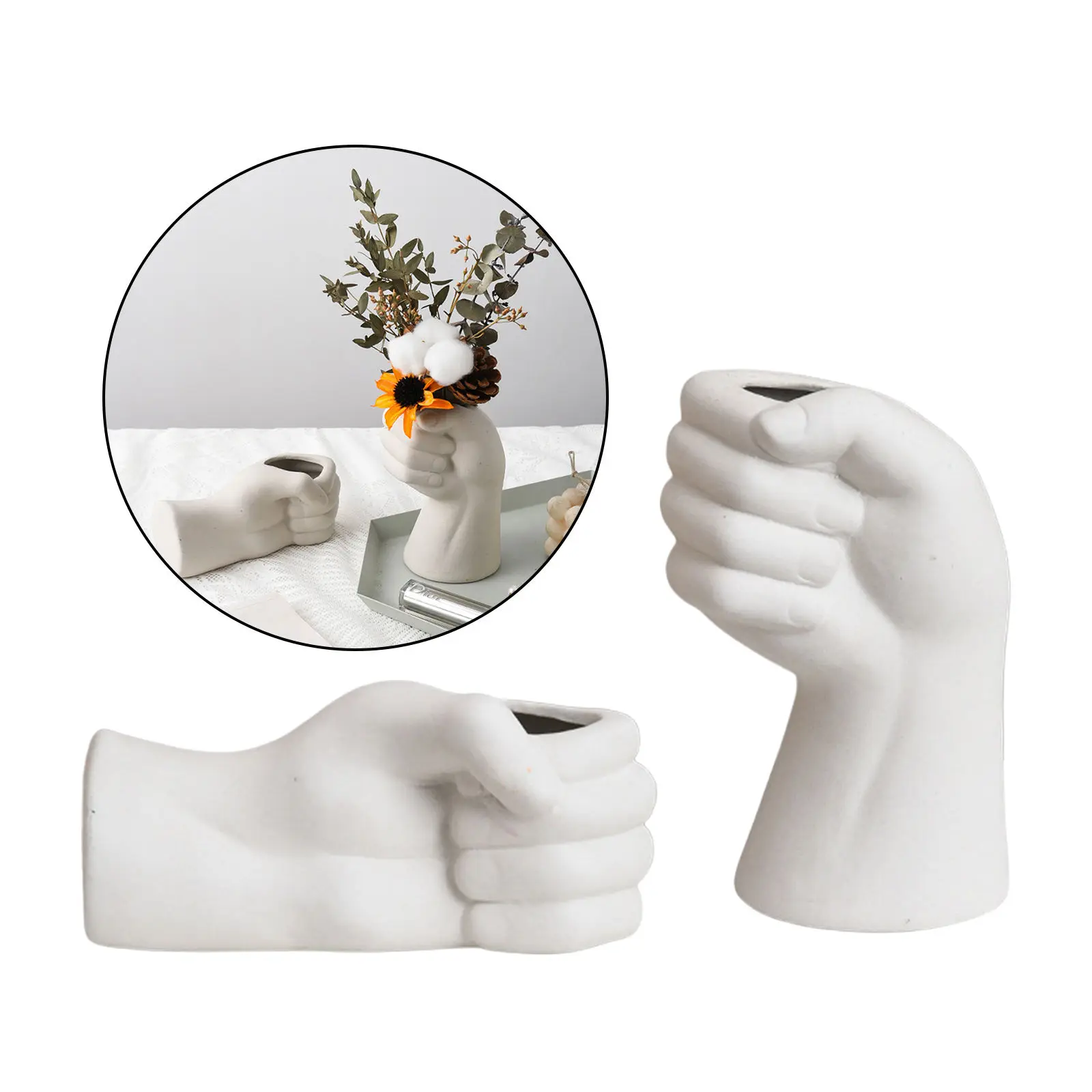 

Creative White Ceramic Flower Vases Nordic Hand Shape Vase Sculpture Shelf Desktop Plant Pot Modern Home Office Art Decor Gifts