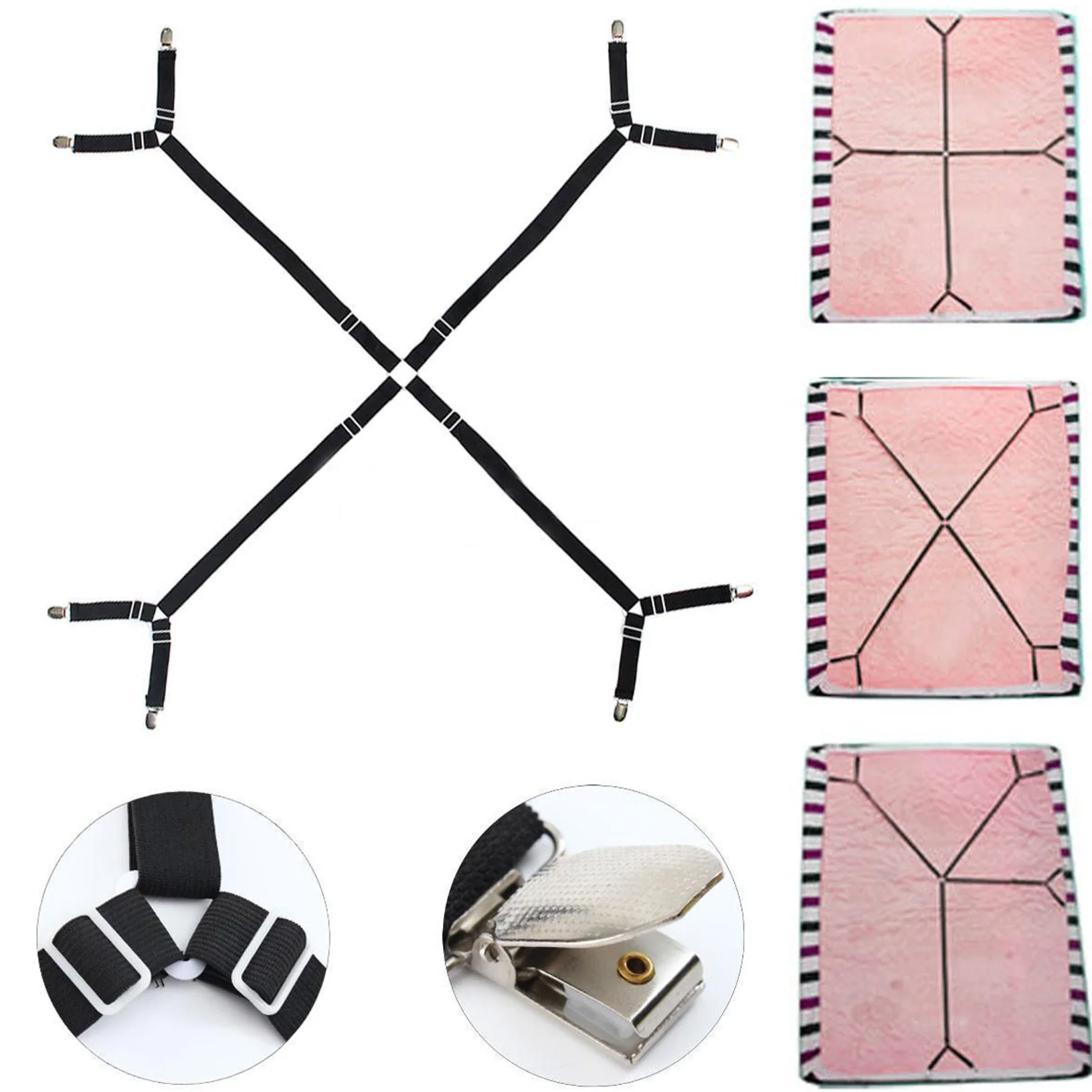 

Crisscross Fastener Mattress Cover Clips Adjustable Bed Fitted Sheet Straps Suspenders Grippers Home Textiles Organize Gadgets