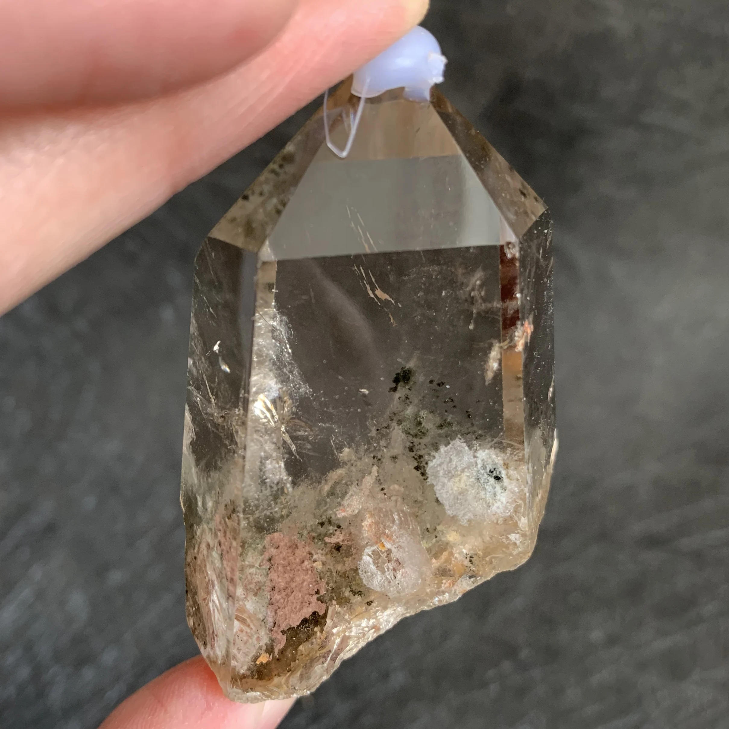 

98g Natural Green Phantom Wand Point Decoration Polished Quartz Crystal Reiki Healing Obelisk W010