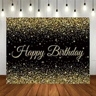 Фон для фотосъемки с изображением вечеринки в честь Дня Рождения, черный и золотой Блестящий Фон для фотосъемки, баннер на день рождения для детей и взрослых, украшения для торта и стола