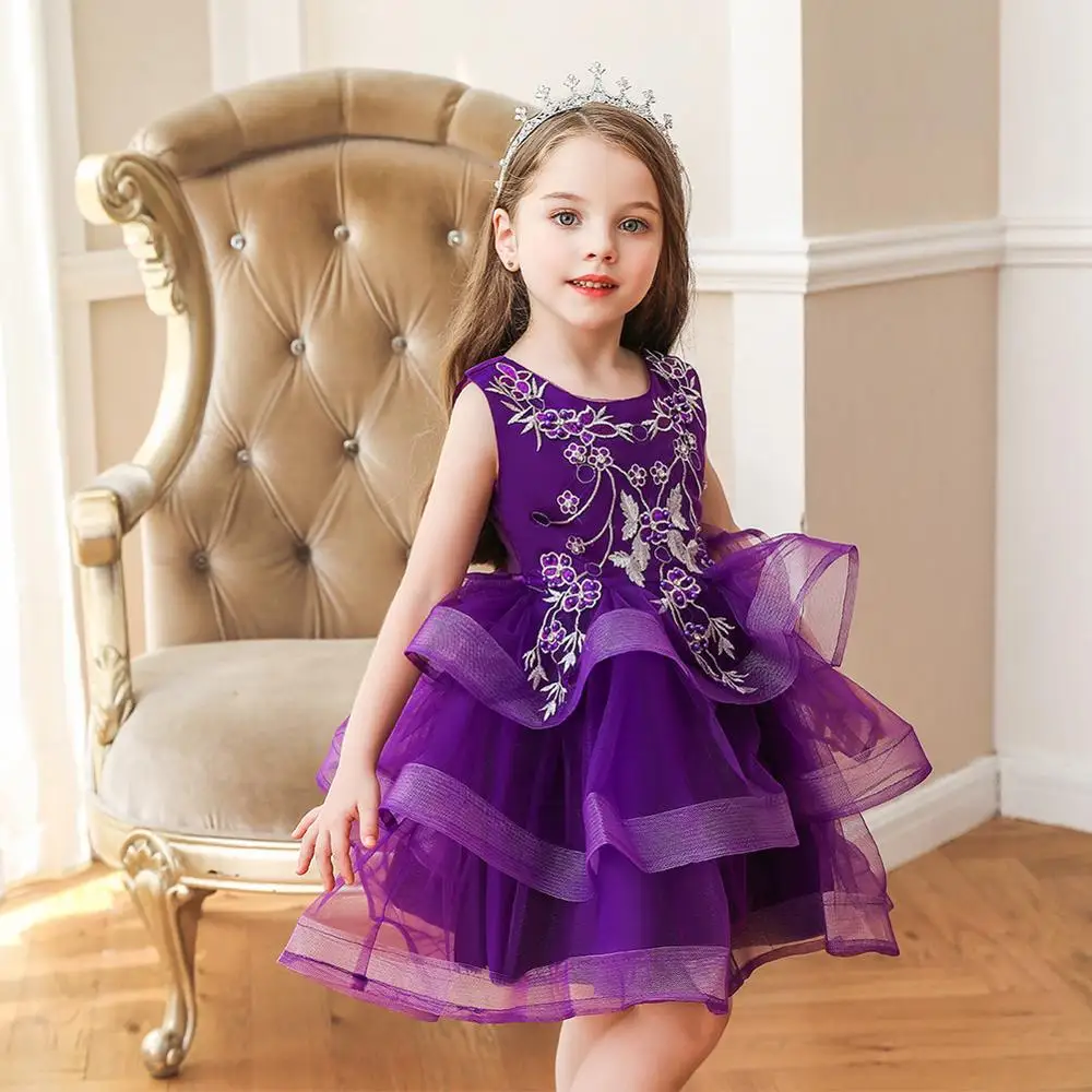 2019 new girl dress lace flower toddler party kids pink girls baby | Детская одежда и обувь