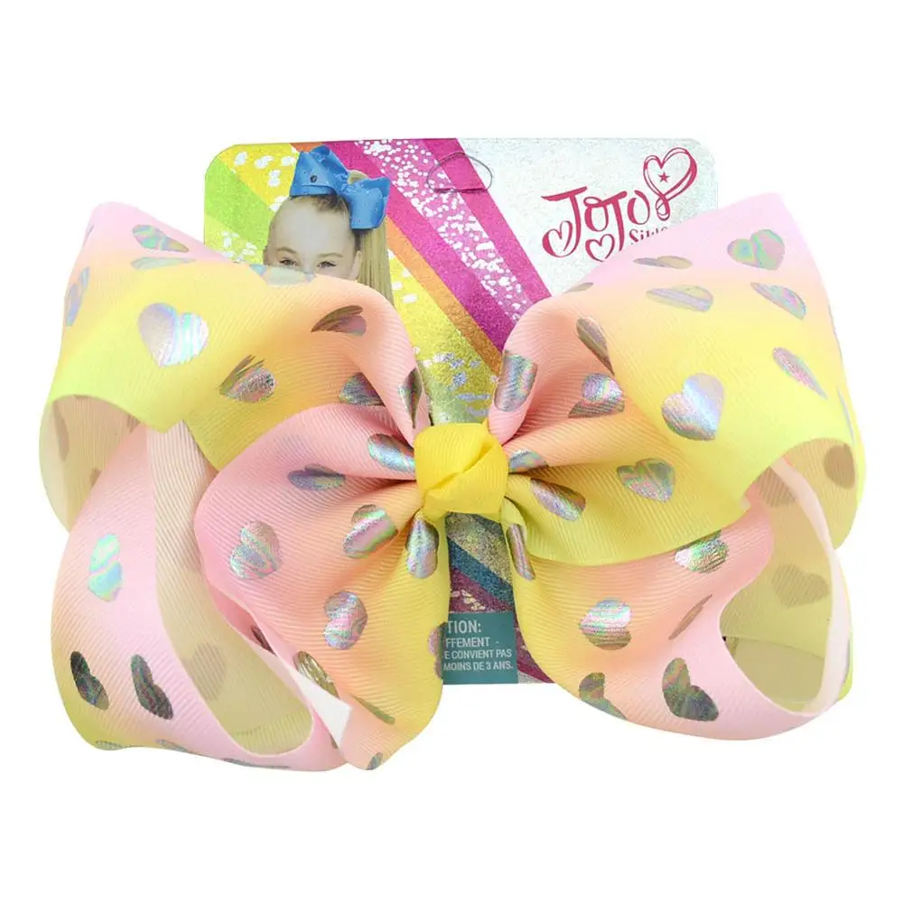 825-j-1 1 шт. " Большой JoJo Siwa банты Радужный Единорог бант-узел корсажная лента с рисунком ленты банты для волос с зажимом Детские аксессуары для волос - Цвет: 825-j-1