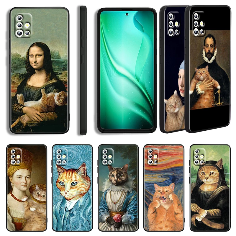 

Funny Cat Art Aesthetics For Samsung Galaxy A02 A33 A53 A03S A02S A72 A52 A42 A32 Lite A22 A13 A12 5G Black Phone Case Capa