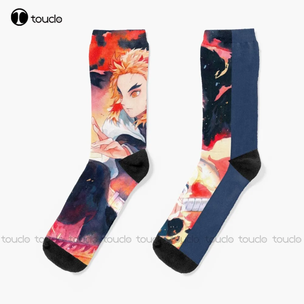 

Kyojuro Rengoku Kimetsu No Yaiba Kimetsu Demon Slayer Socks Halloween Socks Christmas Gift Custom Unisex Adult Teen Youth Socks