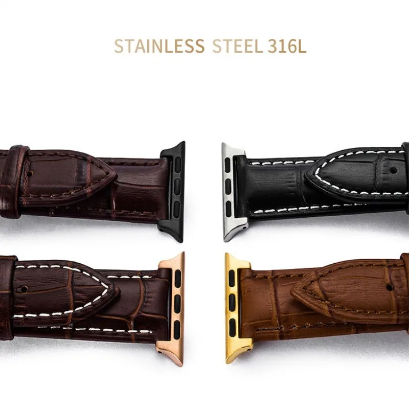 Ремешок из воловьей кожи для Apple Watch Band First Layer браслет iWatch 44 мм 40 5/4/3/2/1 аксессуары