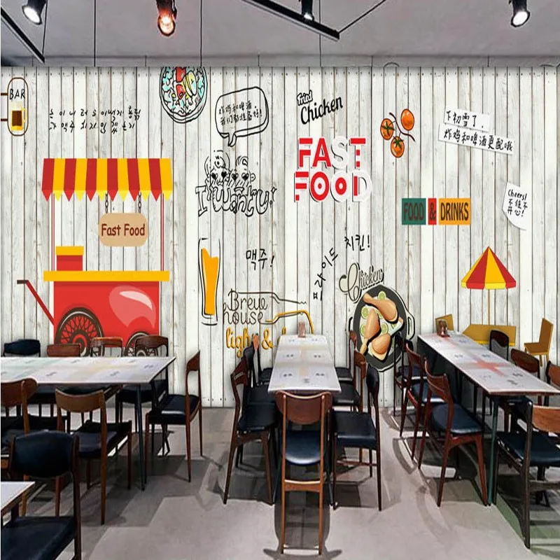 Дропшиппинг фото обои Европейская мода деревянная роспись корейский магазин