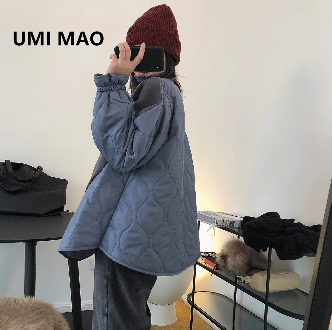 

Модное женское пальто UMI MAO в Корейском стиле, свободная хлопковая зимняя куртка оверсайз, удобное теплое пальто в стиле ретро, Y2k