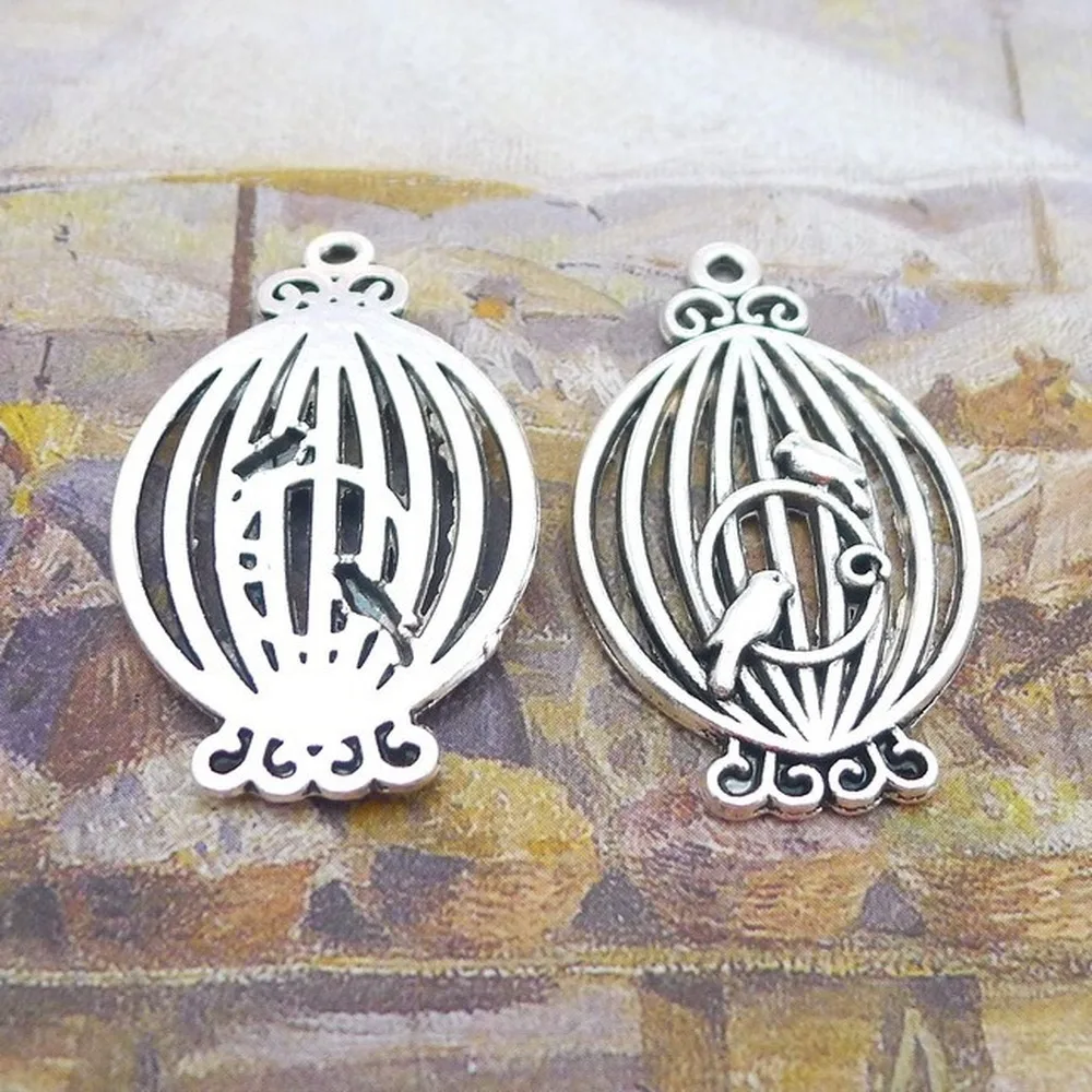 

Подвески в виде птичьей клетки 50 шт., 33 мм x 21 мм, сделай сам, изготовление ювелирных изделий, подвеска античного серебряного цвета