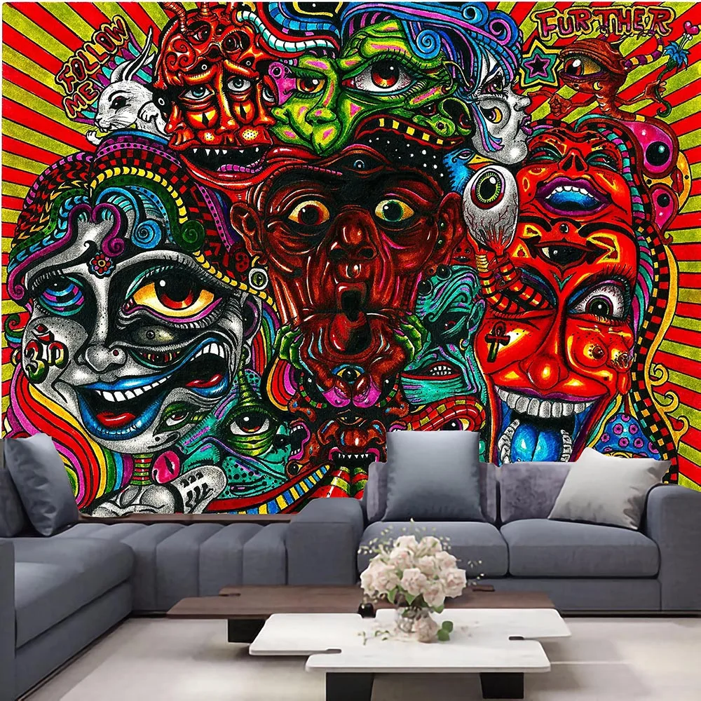 

Psychedelic Indian Mandala Tapestry Wall Hanging Boho decor macrame hippie Witchcraft Tapestry