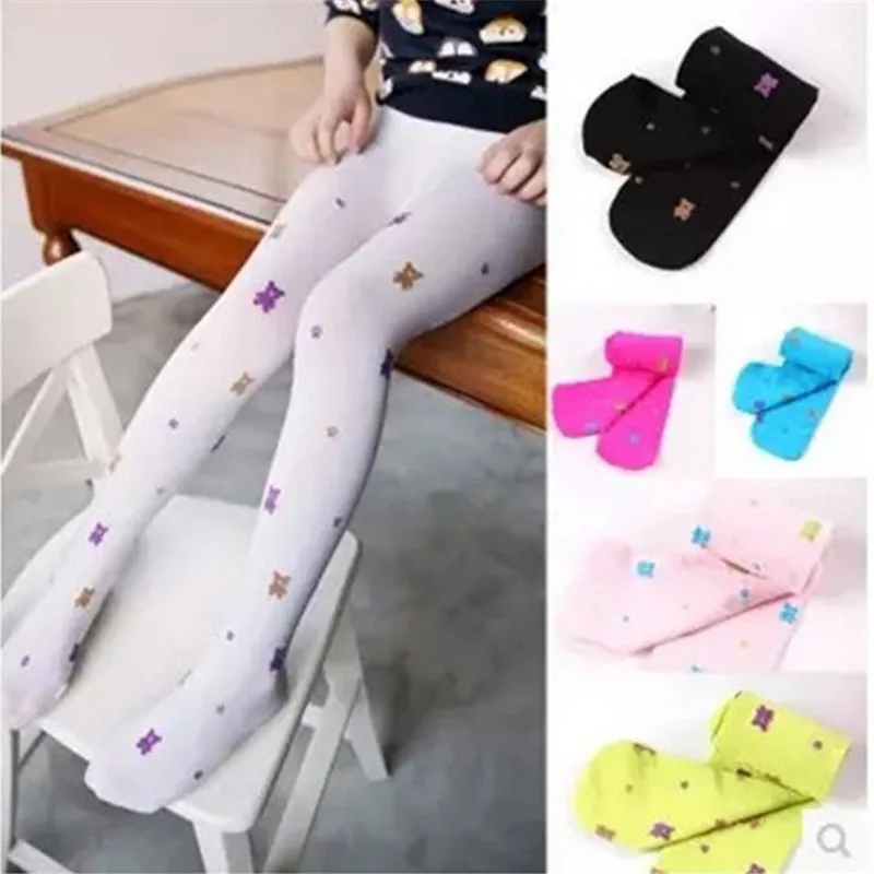 Pantis de terciopelo para ni&ntilde;os y ni&ntilde;as, mallas de oso, medias jacquard blancas, calcetines para danza seda fina-0