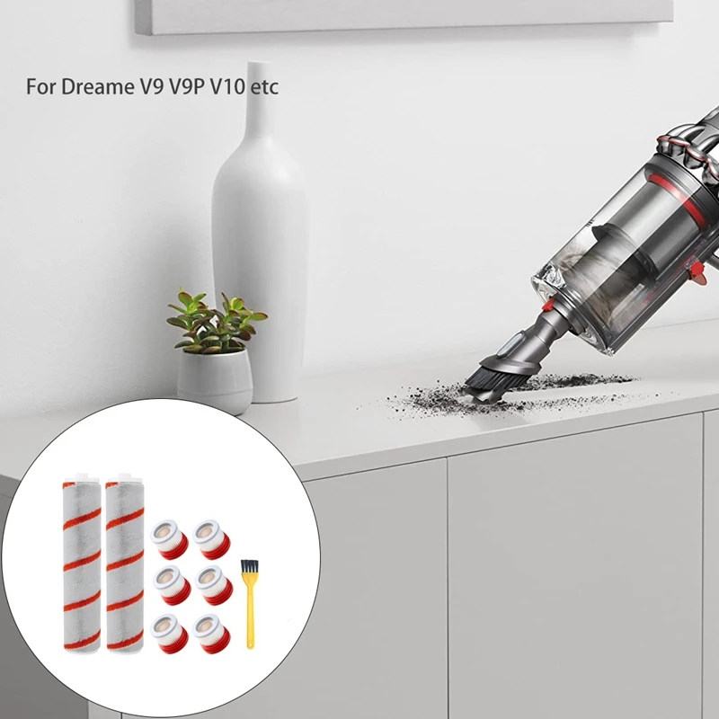 

HOT-HEPA Filter Roller Brush Replacements for Xiaomi Dreame V9 V9P V10 Handheld Vacuum Cleaner Accessories Parts Kit 9 Piece