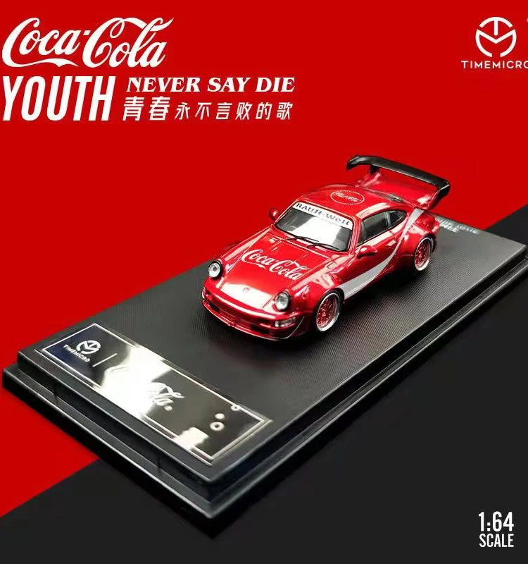 

Модель автомобиля Time Micro 1/64, модель автомобиля Porsche RWB 964 из сплава колы, литой под давлением, металлический, красный, Подарочная игрушка