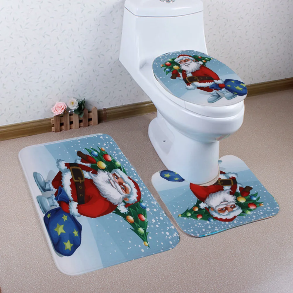 Christmas bath mat 2 Рождественский коврик для ванной wc, сиденье для унитаза, крышка для унитаза, Тапа, украшение для унитаза - Цвет: Christmas bath mat 2