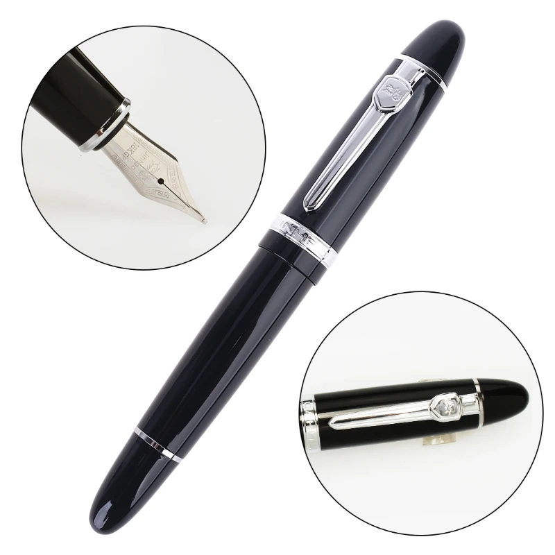 

New Jinhao 159 Black And Silver M Nib Fountain Pen Thick
