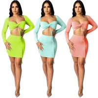 sexy backless cross lace up bandage bodycon dress women long sleeve hollow out stretch elegant night club party mini dress robe