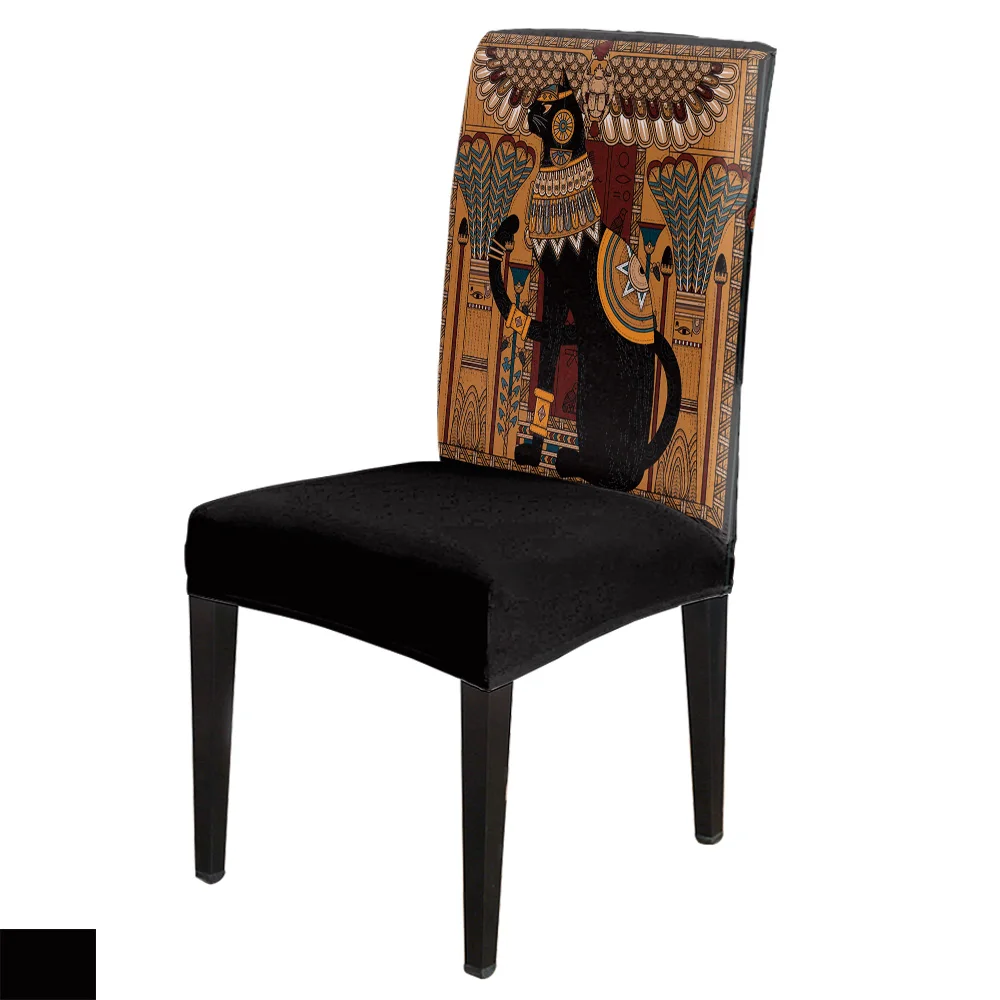 

Чехол на стул из спандекса, с изображением кота и перьев в Древнем Египте, чехол для кресла для дома