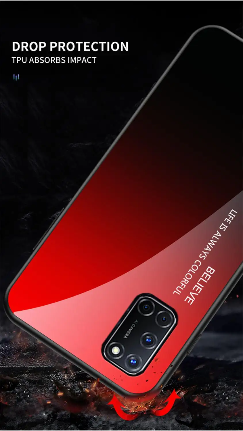Чехол OUDINI для Oppo A52 стеклянный чехол с градиентом | Мобильные телефоны и