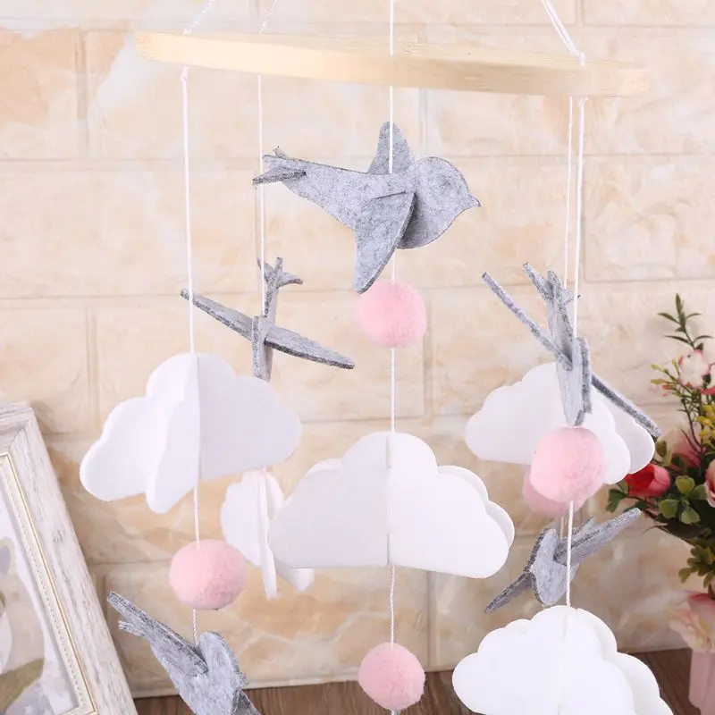 

157E Baby Crib Felt Ball Musical Mobile Rattle Infant Cot Wind Chime Bed Bell Toys Kids Room Hanging Decor