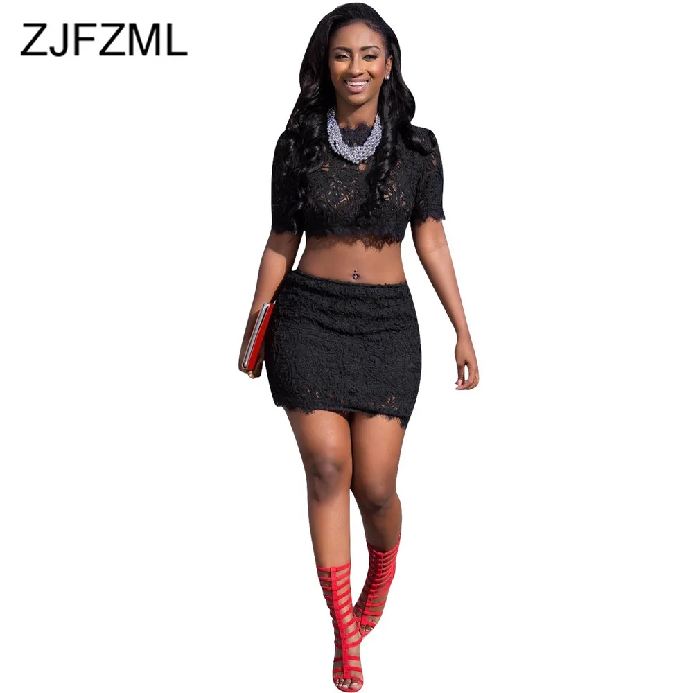 Женский комплект из 2 предметов черный кружевной комбинированный костюм в стиле