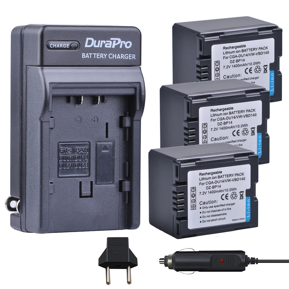 3 шт. встроенная литий-ионная батарея DU14 и автомобильное зарядное устройство для