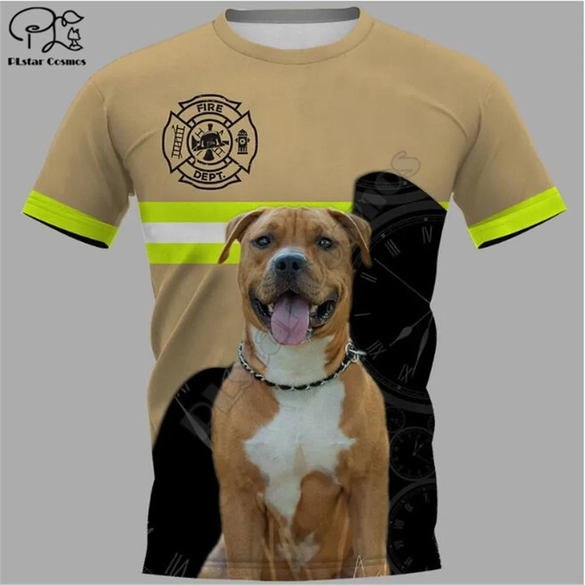 

PLstar Cosmos Firefighting Pug 3D Printed t shirts men for women funny Short sleeve summer streetwear tshirt Drop shipping