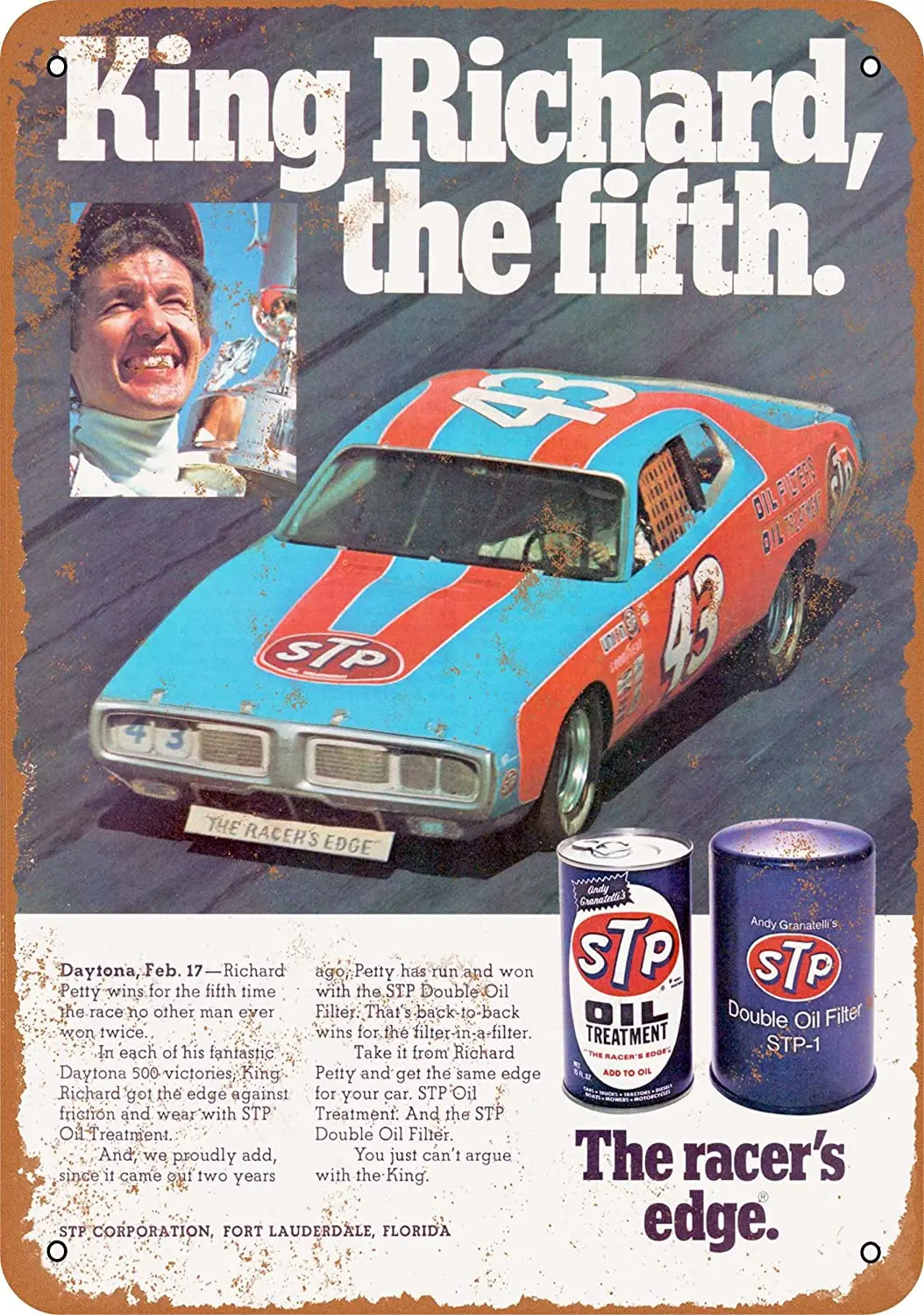 

WallColor 8*12 Metal Sign 1976 Richard Petty for STP Vintage Look