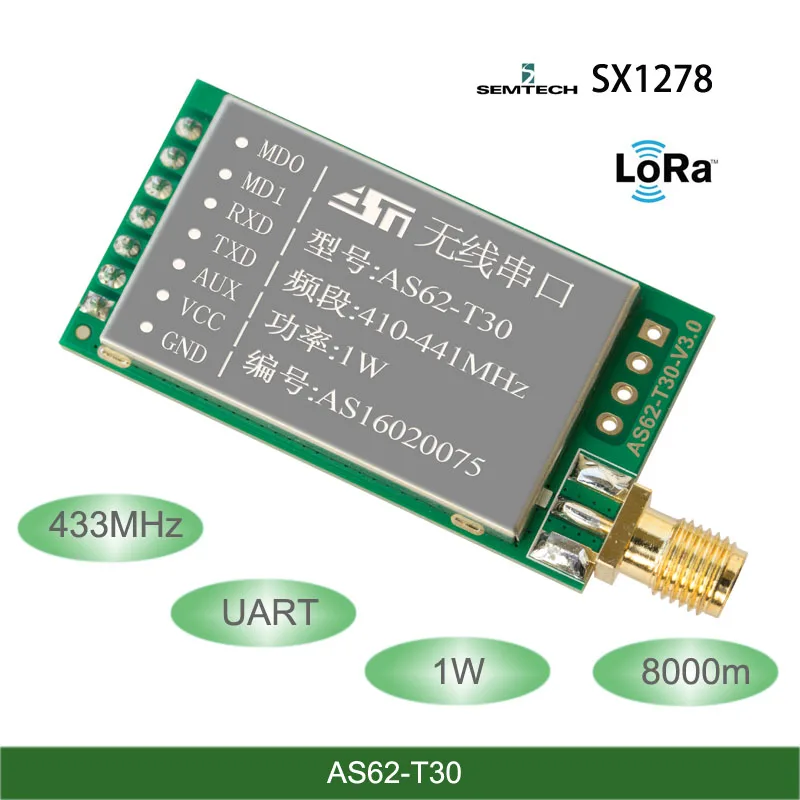 

433Mhz SX1278/SX1276 LORA Wireless Modules FEC 1W 8000-meter Long Distance UART Wireless Serial Port Data Transceiver Module