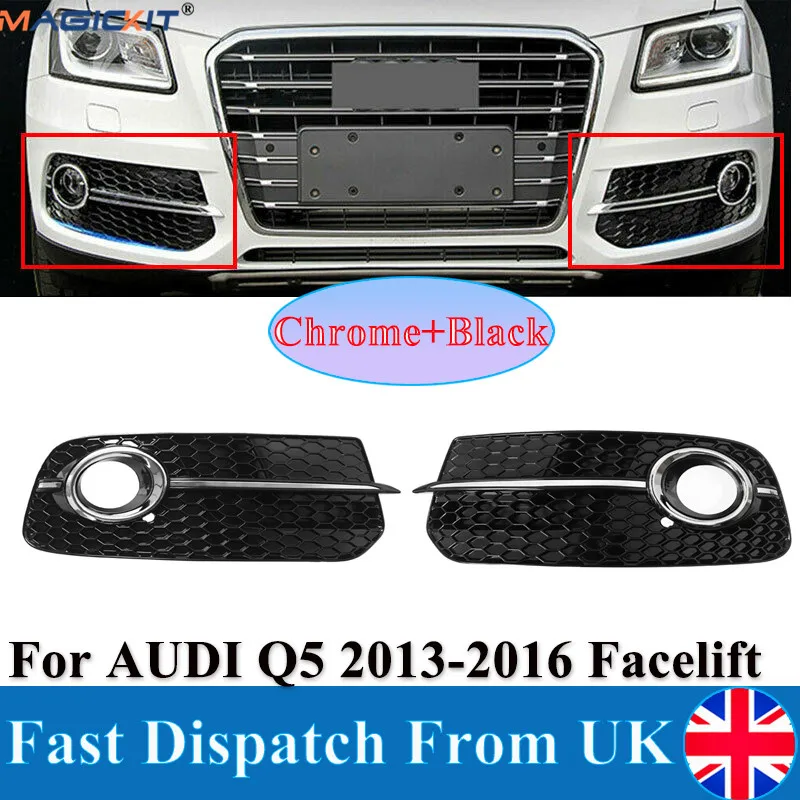 

MagicKit Fog light Cover grille For Audi Q5(8R) MK1 2013-2015 Facelift Fog Lamp Box Grille ABS Front Lower Bumper lamp grille