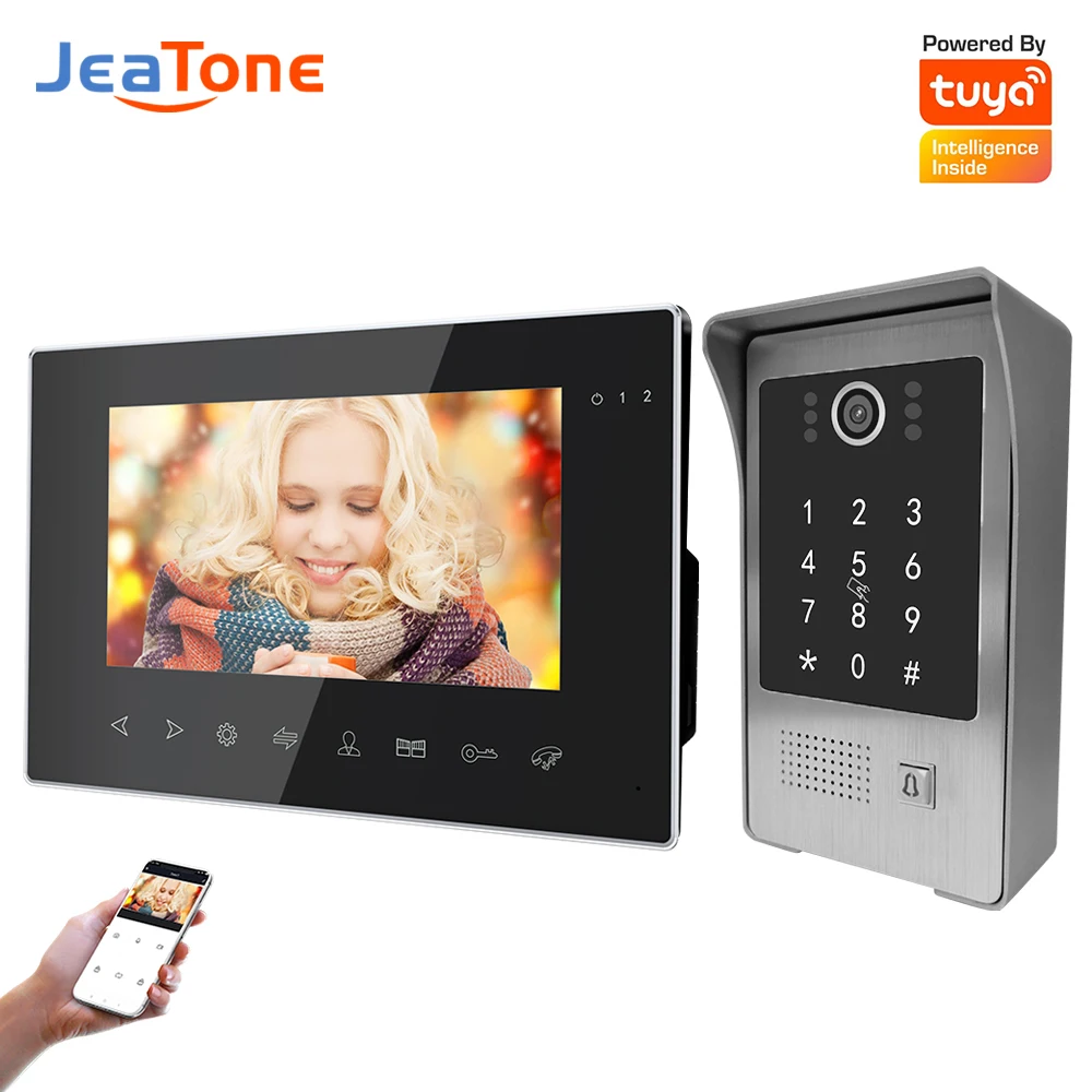 Jeatone Smart Video Intercom System WiFi For Home Apartment Security Password Tuya Remote Unlock RFID 960P 1.3MP