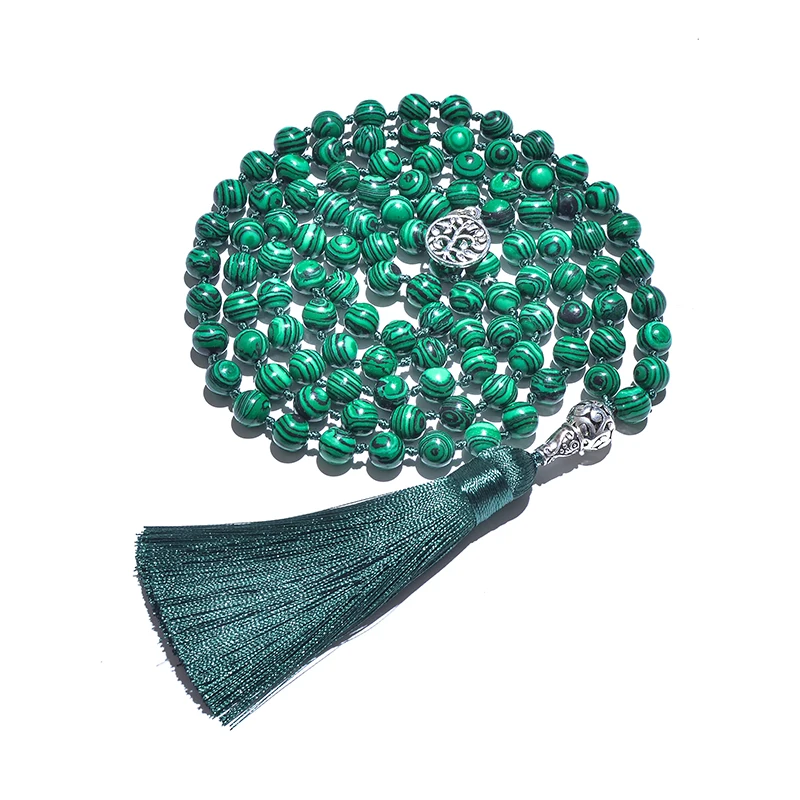 8 мм бусины из Малахита 108 Japa Mala Necklace медитация молитва йоги Четки для мужчин и
