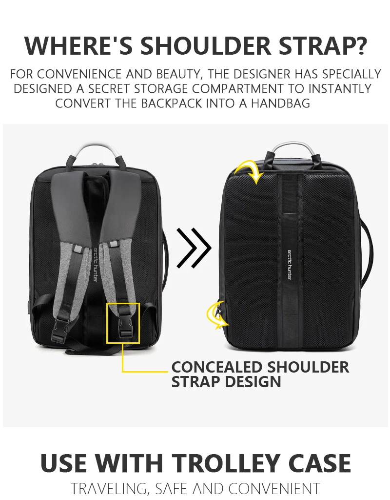 ARCTIC HUNTER 40L большой емкости мужские расширяемые рюкзаки usb зарядка Мужские 17 дюймов сумки для ноутбука Водонепроницаемый Бизнес Дорожная сумка