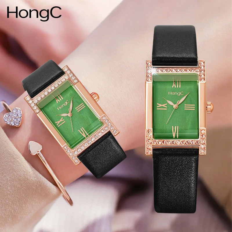 YAZOLE 2021 Women's Diamond Inlaid English Watch INS Style Small green Waterproof noctilucent Women's Watch