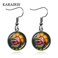 karairis creative charm cannibal flower earrings funny cartoon art glass cabochon cannibalism painting necklace pendant jewelry