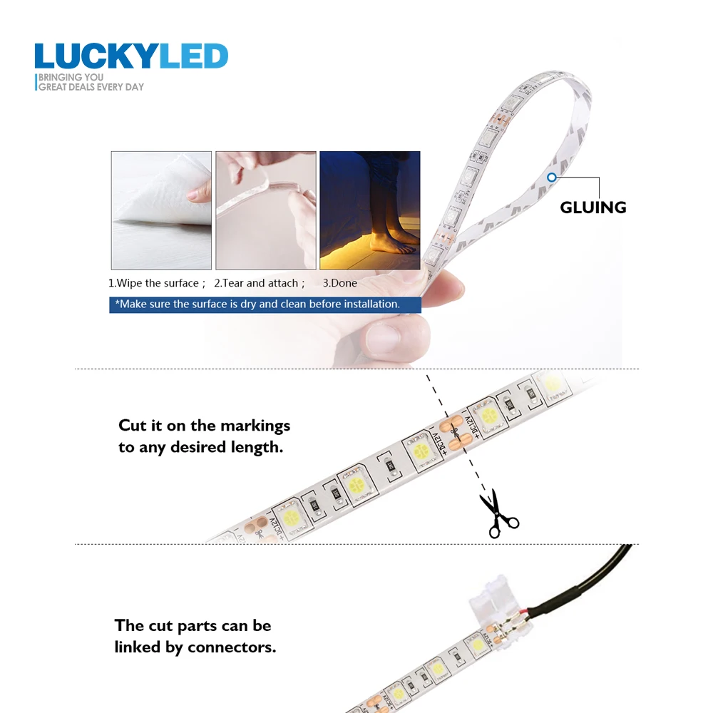 LUCKYLED светодиодный водонепроницаемый SMD 2835 DC 12V 300 светодиодный s 5M 60 светодиодный s/m Гибкая RGB светодиодный Лента светодиодная лента световой ленты декоративная лампа