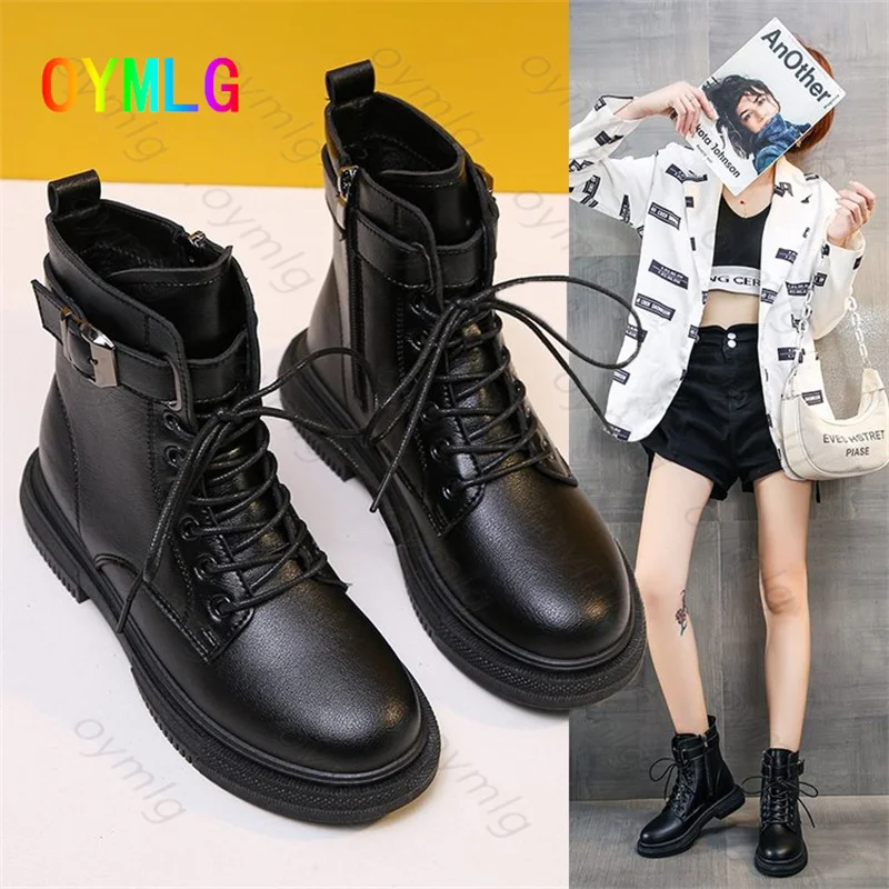 

Новинка 2021, осенне-зимние женские Ботинки Martin, женские короткие ботинки в британском стиле на толстом каблуке с ремешком и пряжкой, модные б...