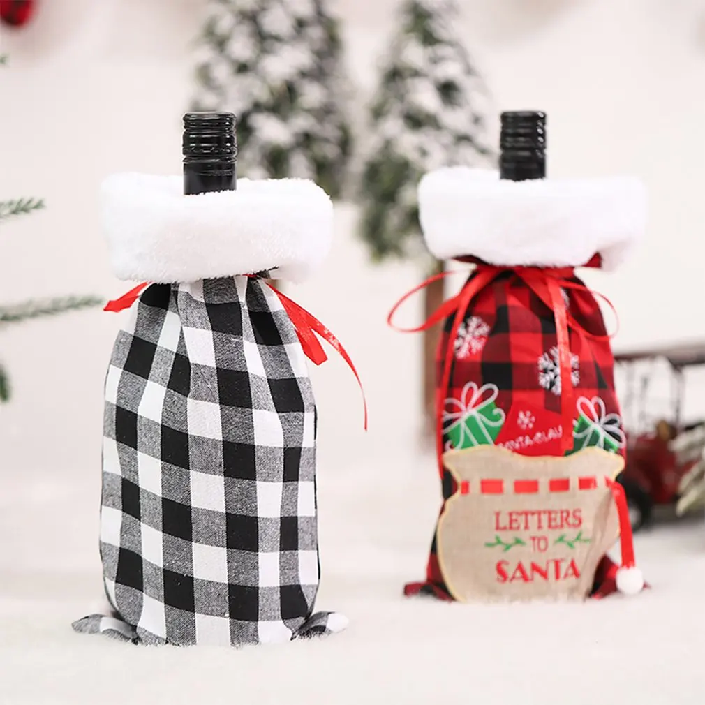 

Christmas Wine Bottle Cover Merry Christmas Decor Holiday Santa Claus Champagne Bottle Cover Christmas Decorations For Home
