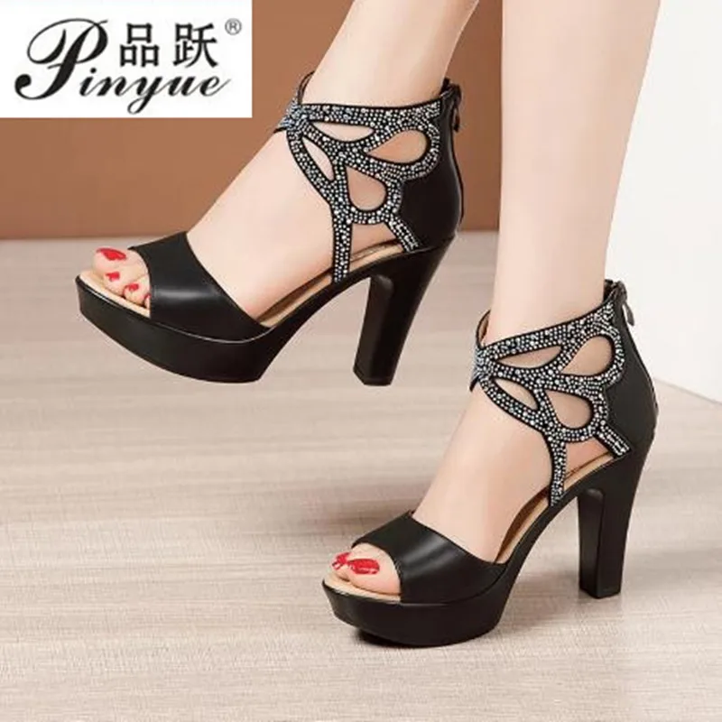 

Plus Size 32-43 Platform Women Summer Rhinestone Gladiator Sandals Office 10cm party shoes
