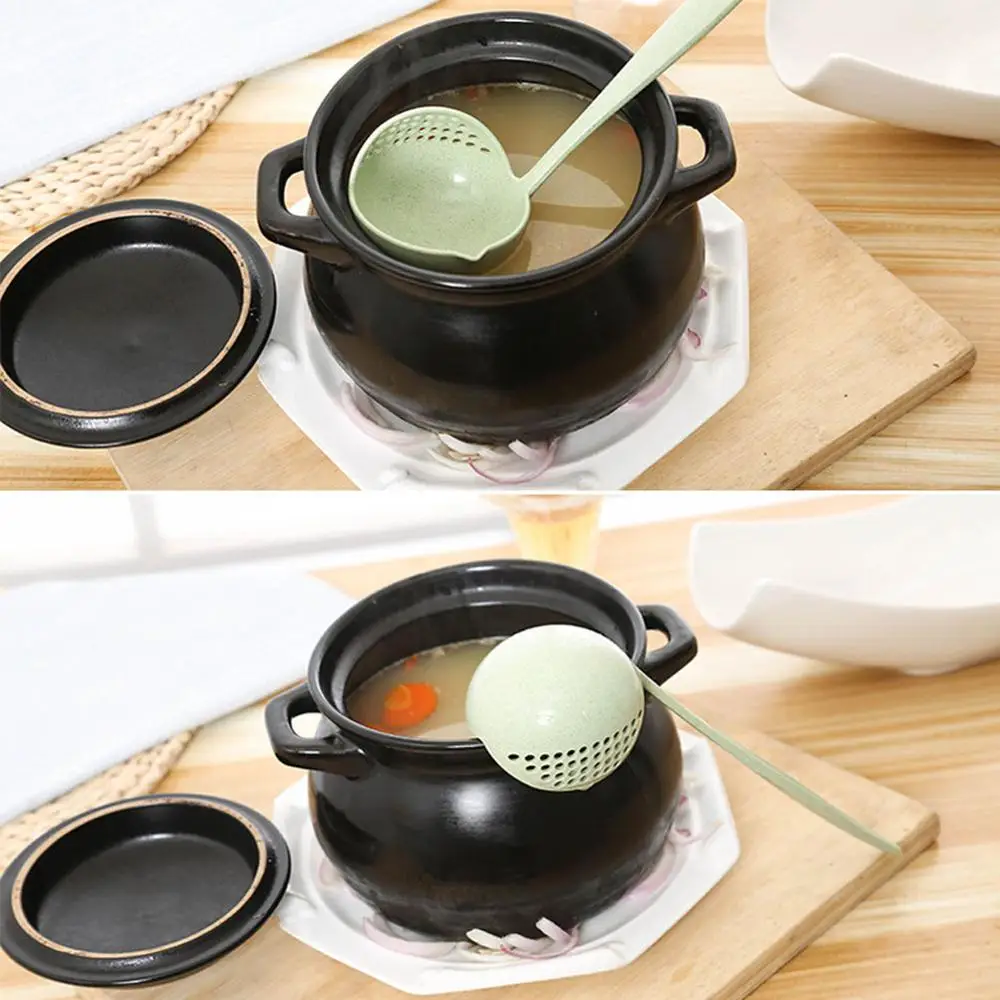 2 в 1 Пшеничная солома суповая ложка ложки с длинной ручкой прекрасный для каши