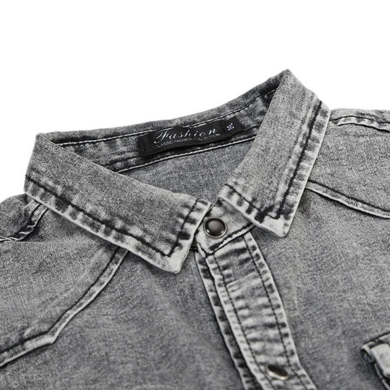 Мужская модная джинсовая рубашка 2019 Ретро Осенняя новая стильная с длинными