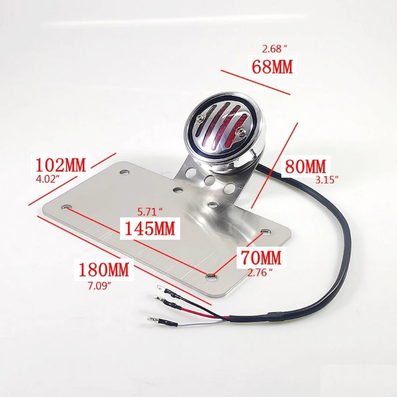 

Motorcycle Grill Tail Brake Light Stop Brake Light Stainless Steel License Plate