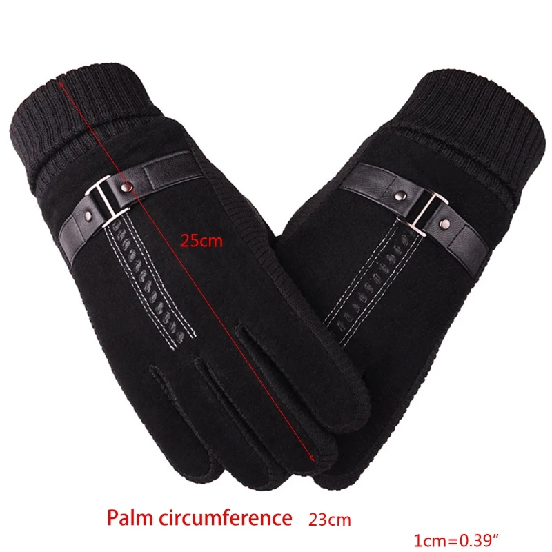

Men Winter Autumn Faux Leather Thermal Touch Screen Gloves Thicken Plush Lining Warm Windproof Anin-Slip Cycling Mittens