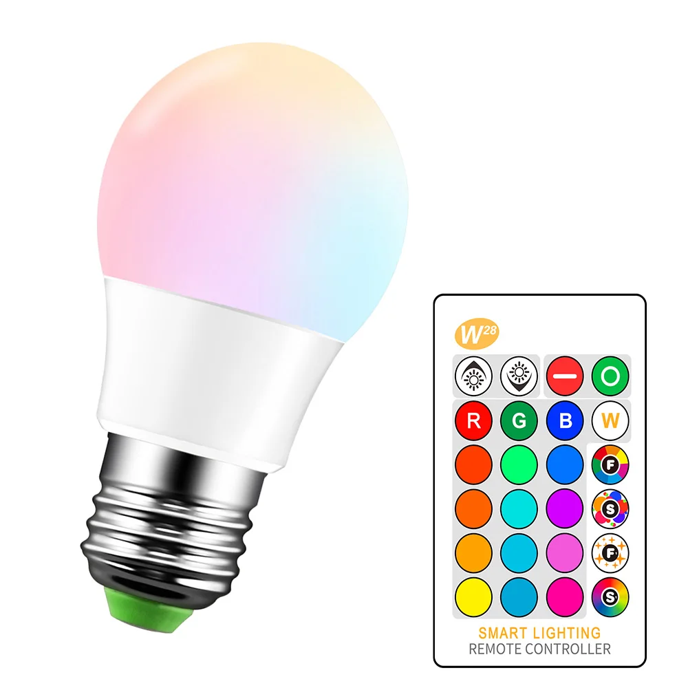 E27 RGBW LED Bulb Lights 5W 10W 15W 110V 220V Lampada Changeable Colorful RGB Lamp With IR Remote Control | Освещение