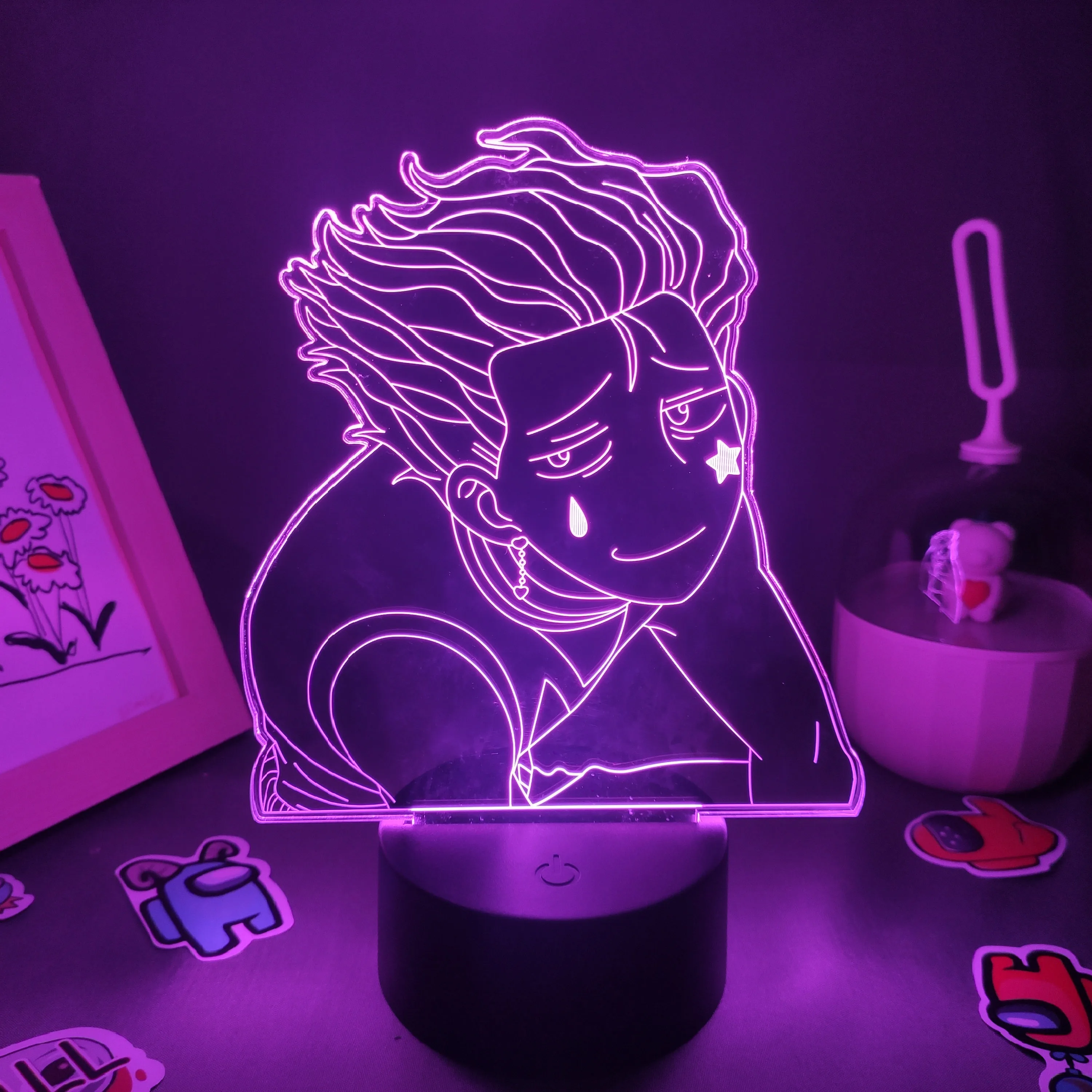 

Hisoka манга Hunter X Hunter 3D Светодиодная батарея с цветовой схемой RGB ночное освещение Аниме Фигурка спальня красочная Лавовая Лампа настольное ук...