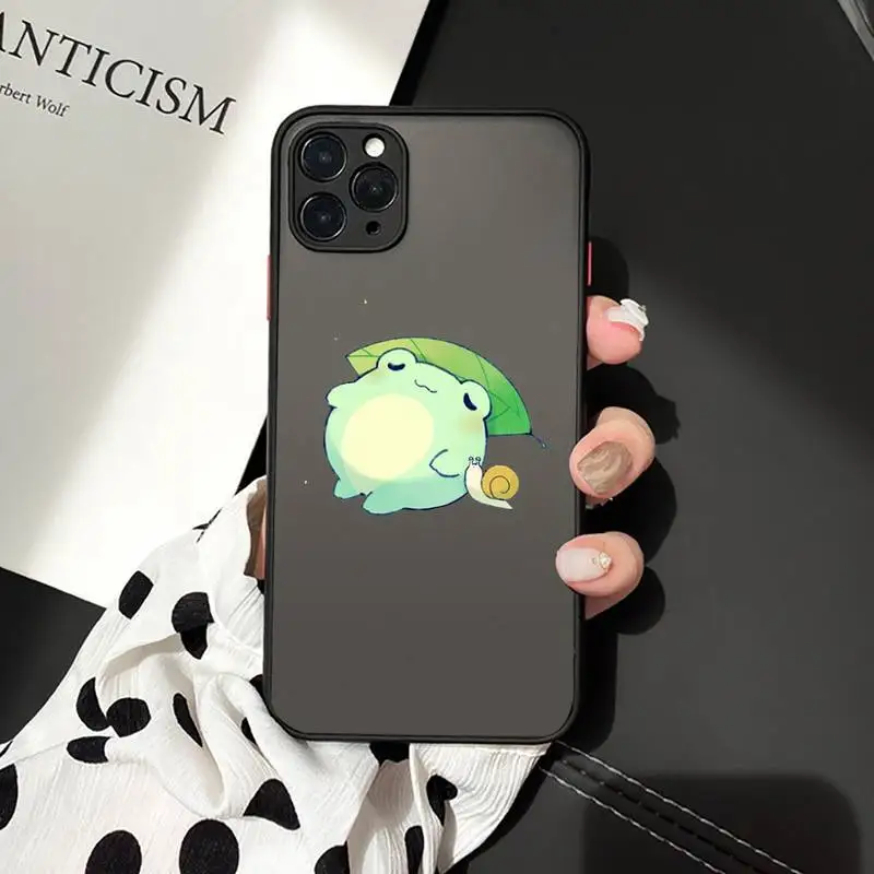 

Mint green Funny The Frog cute cartoon Phone Case matte transparent For iphone 7 8 11 12 plus mini x xs xr pro max cover