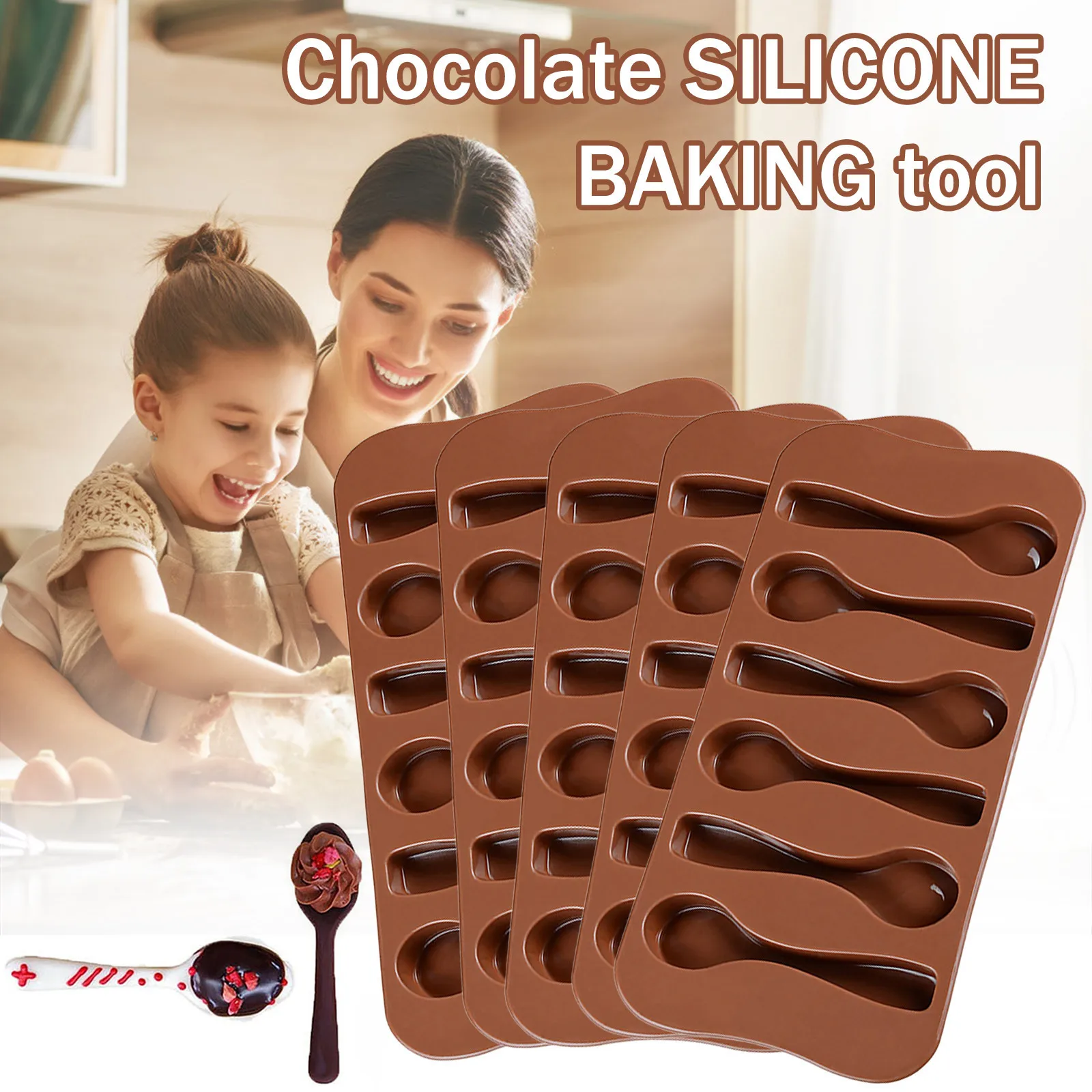 

2021 new cake mold cookies Spoon Shape Sphere Silicone Mold Baking Mold for Making Chocolate Cake Jelly Galleta moldeada