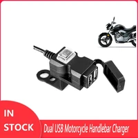 waterproof dual usb port 9v 24v motorbike motorcycle handlebar charger adapter power supply socket motos for phone mobile