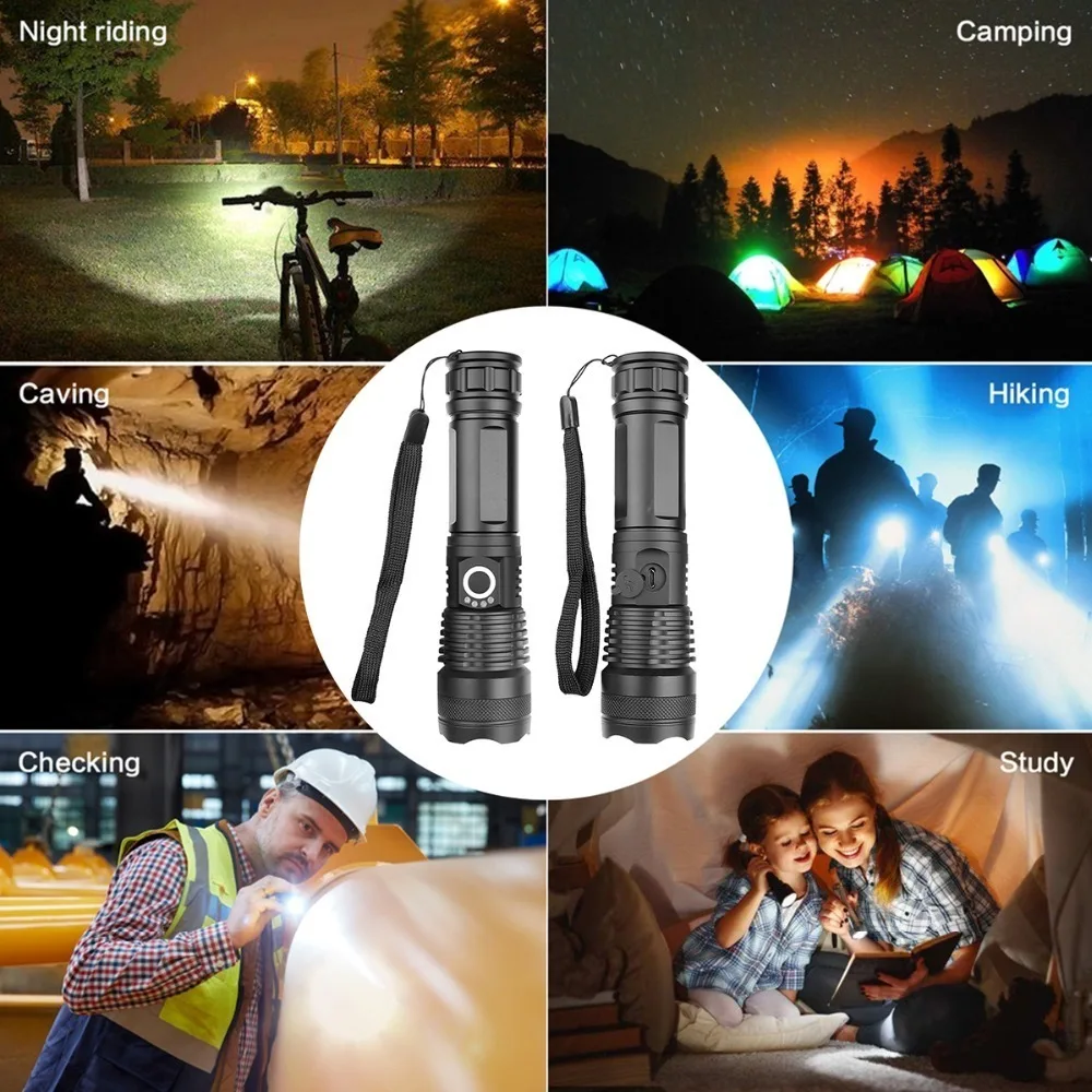 

90000 lumens XLamp xhp70.2 hunting most powerful led flashlight rechargeable usb torch cree xhp70 xhp50 18650 or 26650 battery