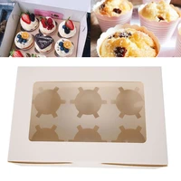 10pcslot clear windowed cupcake boxes packaging removable tray for 246 cups cake party christmas food kitchen supply