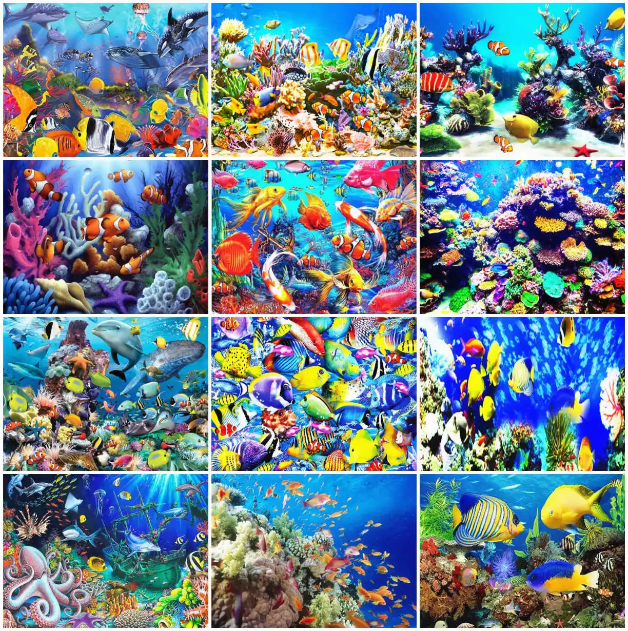 AZQSD масляная краска ing по номерам рыба животные холст краски наборы акриловые