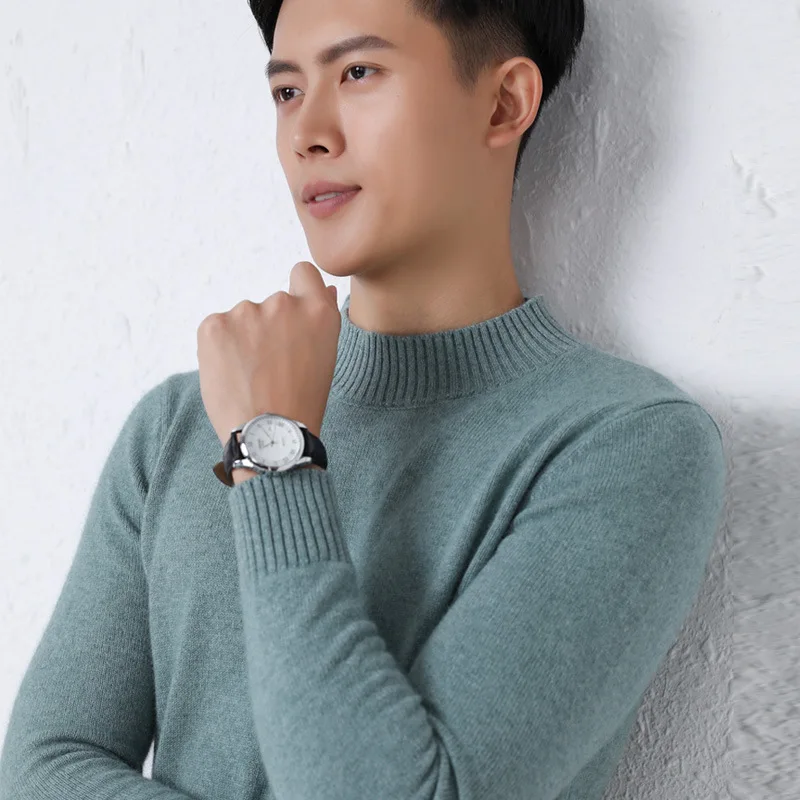 

Men's Spring Winter New Rabbit Sweater Mock Neck Thickened Pullover Large Size Knitted Bottomed Clothing 2021 Fashion Thick
